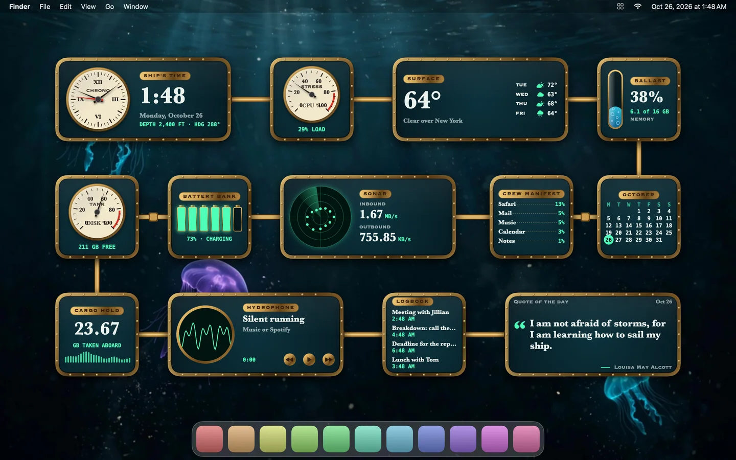 The Abyss theme laid out on a Mac desktop