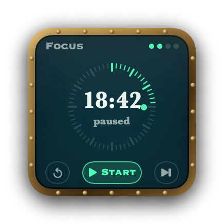 The Focus Timer widget in Abyss
