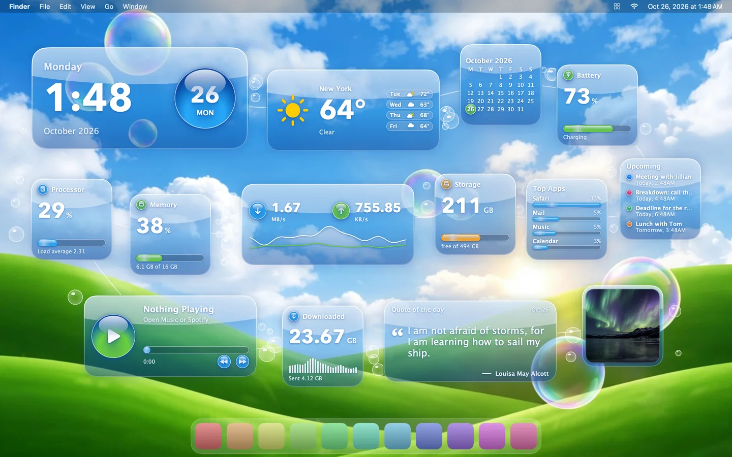 The Aero theme laid out on a Mac desktop