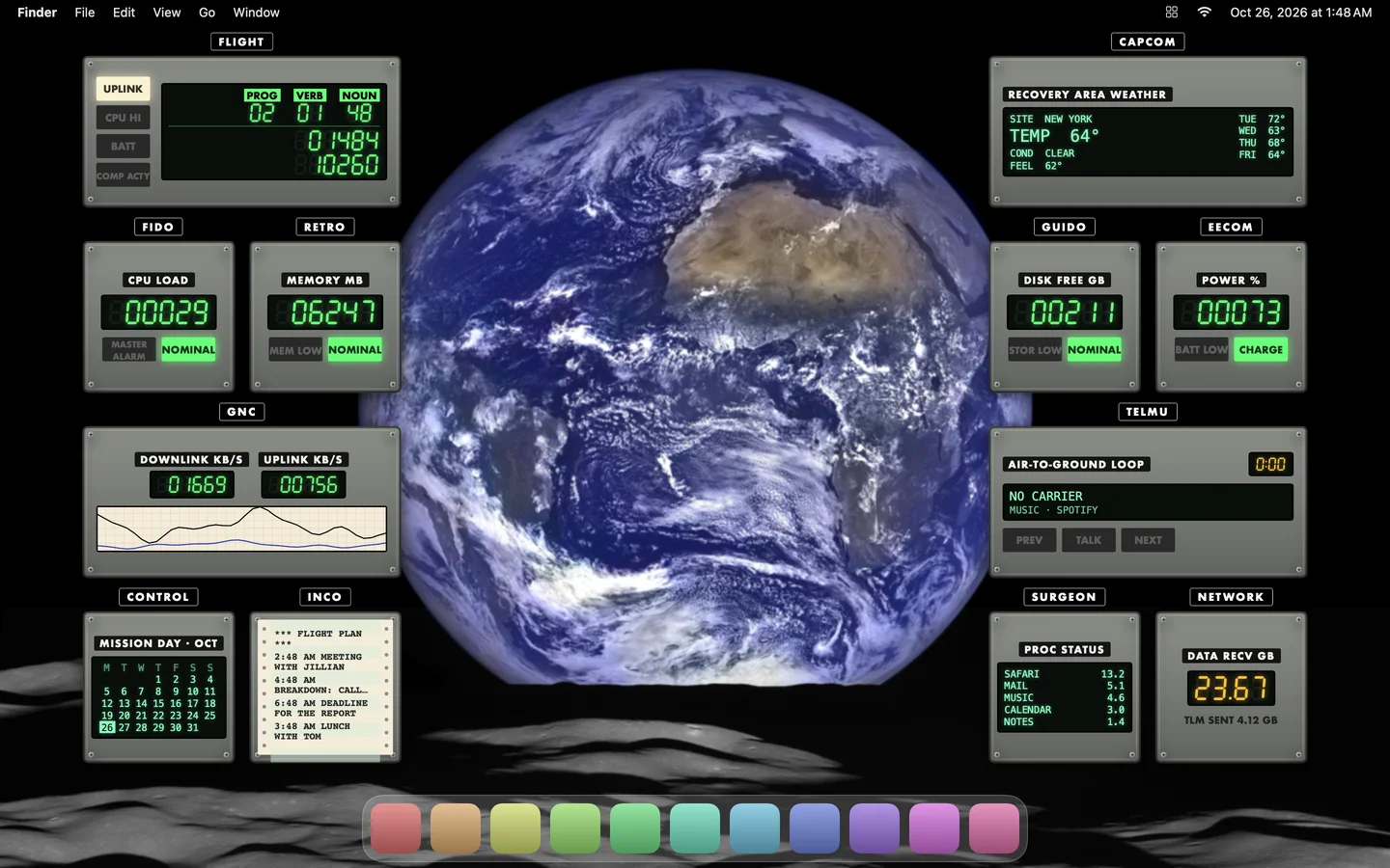 The Apollo theme laid out on a Mac desktop