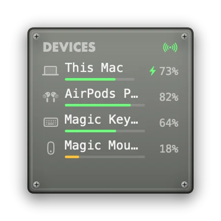 The Devices widget in Apollo