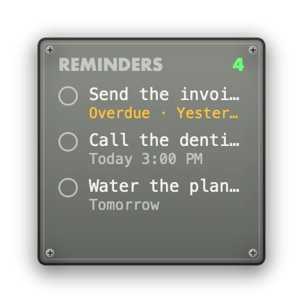The Reminders widget in Apollo