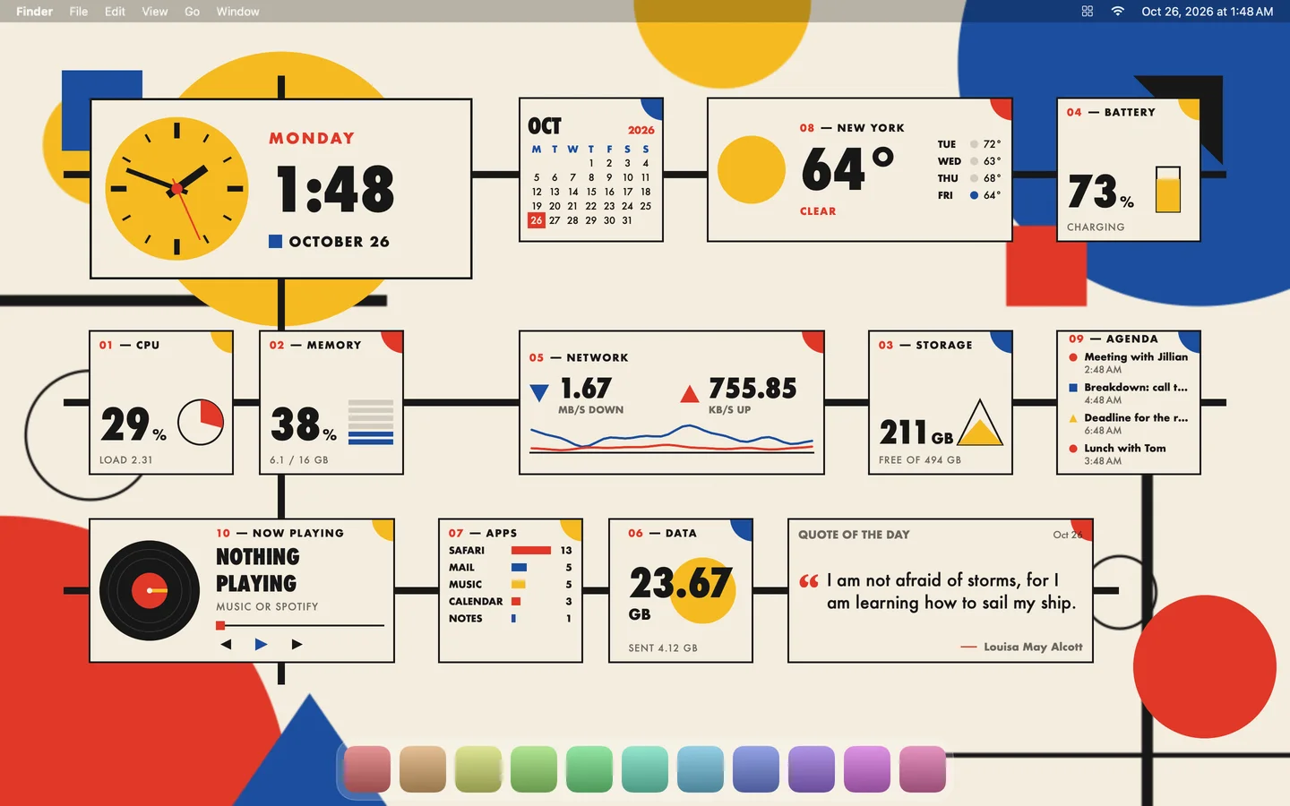 The Bauhaus theme laid out on a Mac desktop