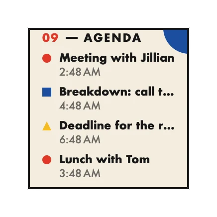 The Events widget in Bauhaus