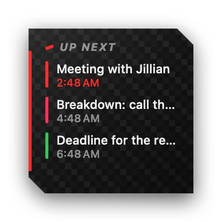 The Events widget in Carbon