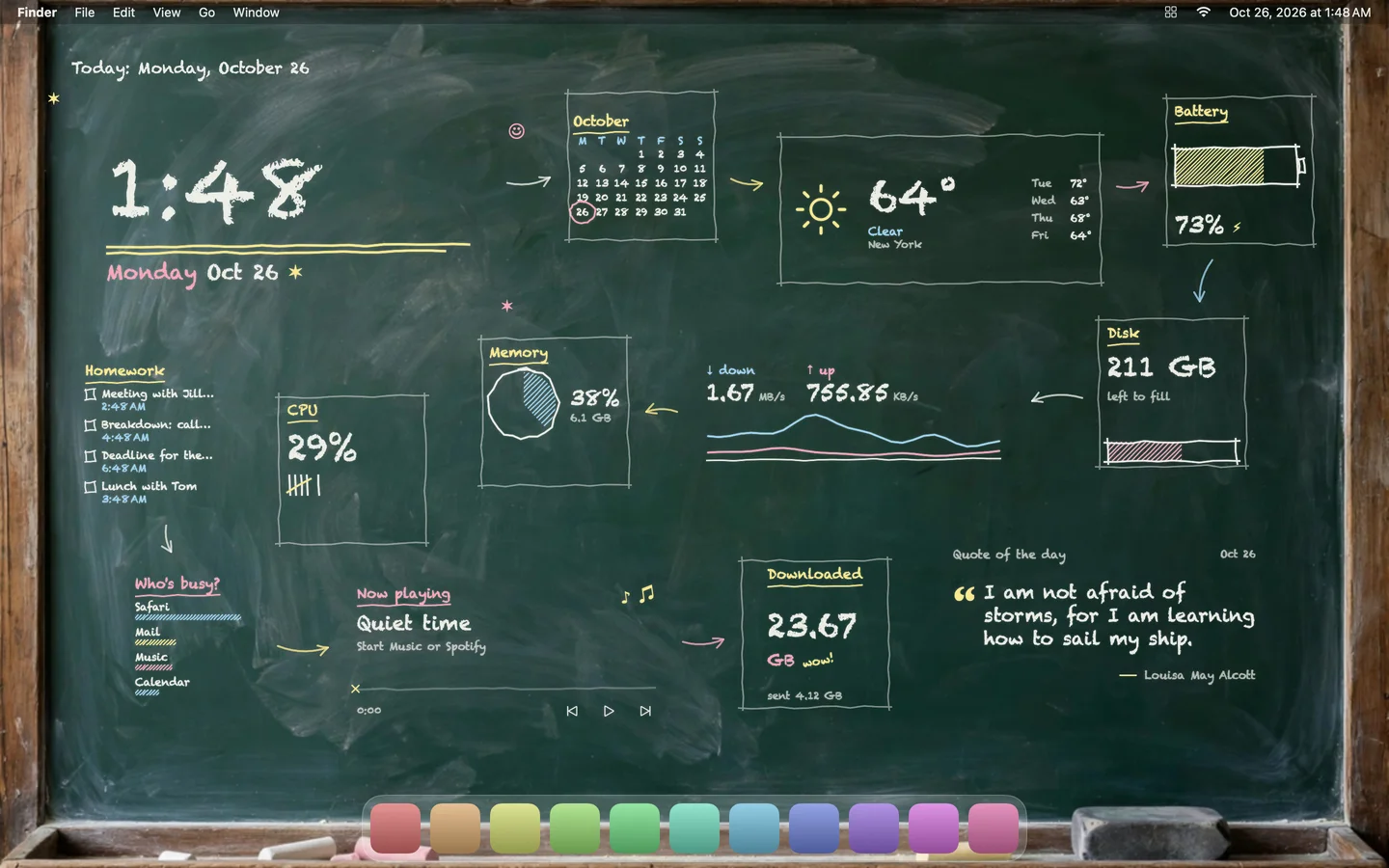 The Chalk theme laid out on a Mac desktop