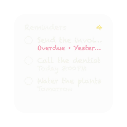 The Reminders widget in Chalk