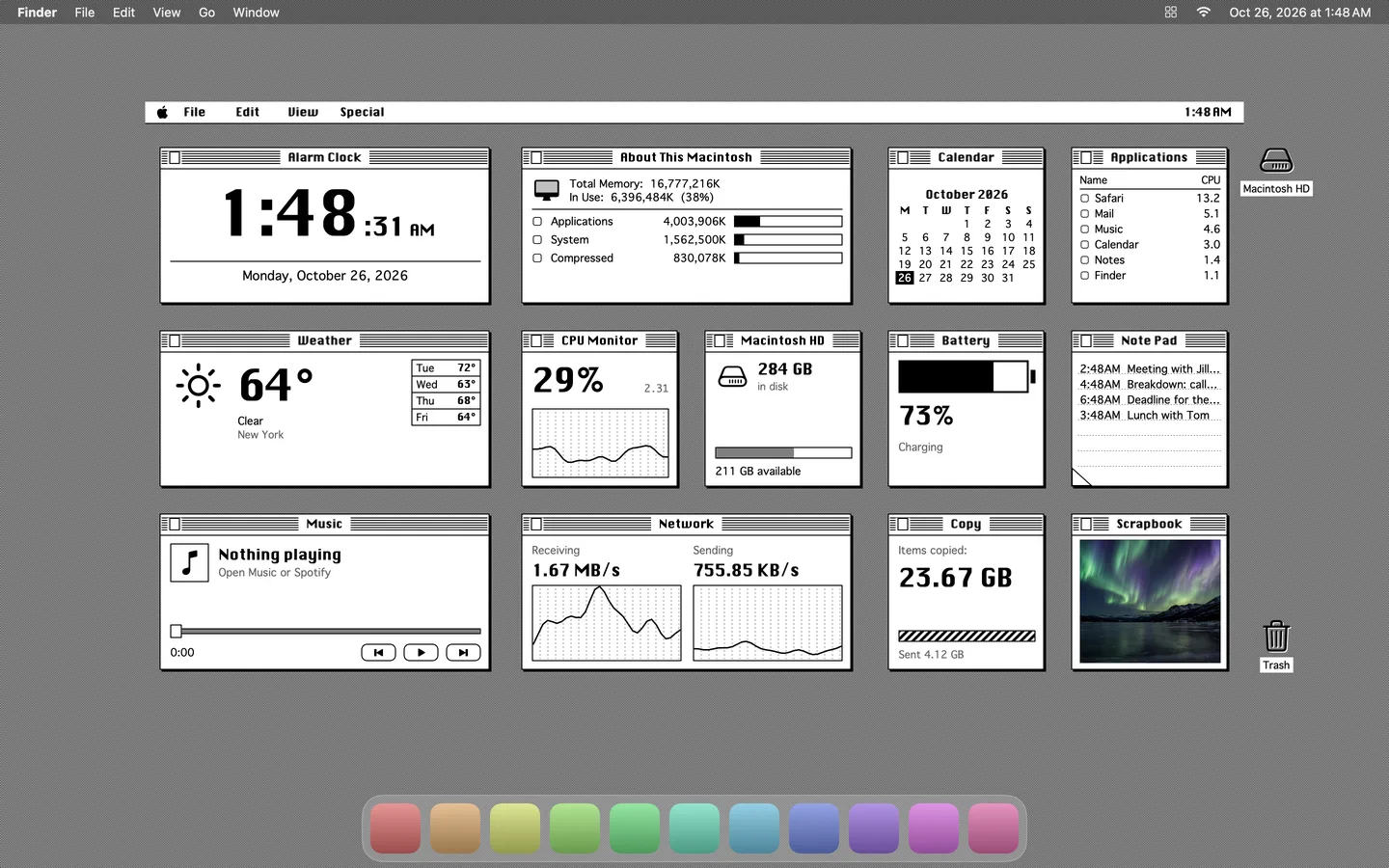 The Classic theme laid out on a Mac desktop