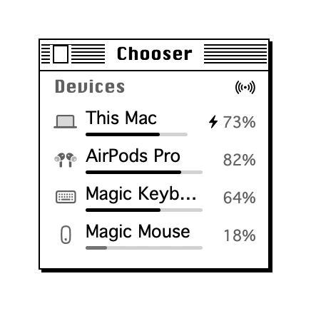 The Devices widget in Classic