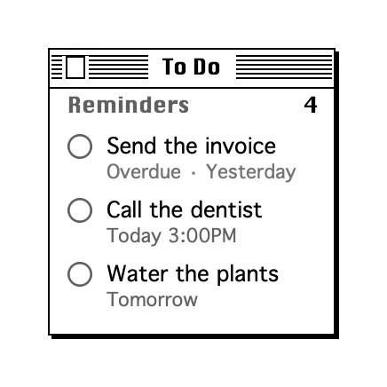 The Reminders widget in Classic