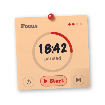 The Focus Timer widget in Corkboard