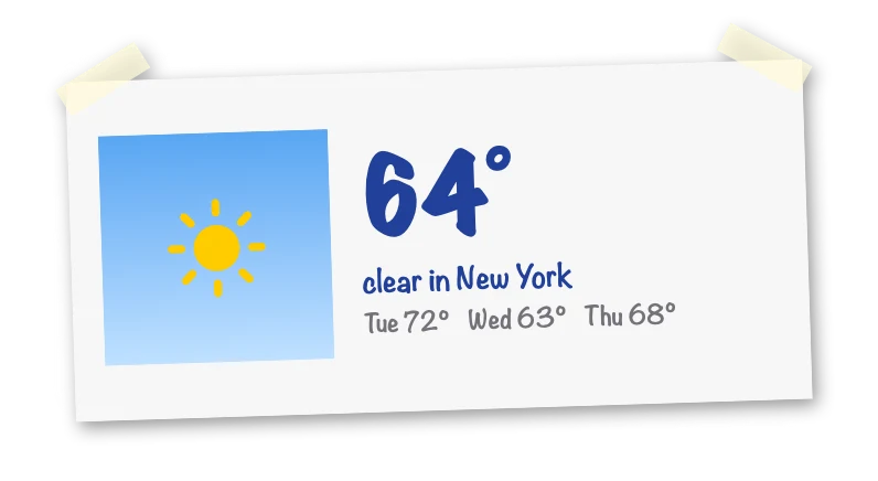 The Weather widget in Corkboard