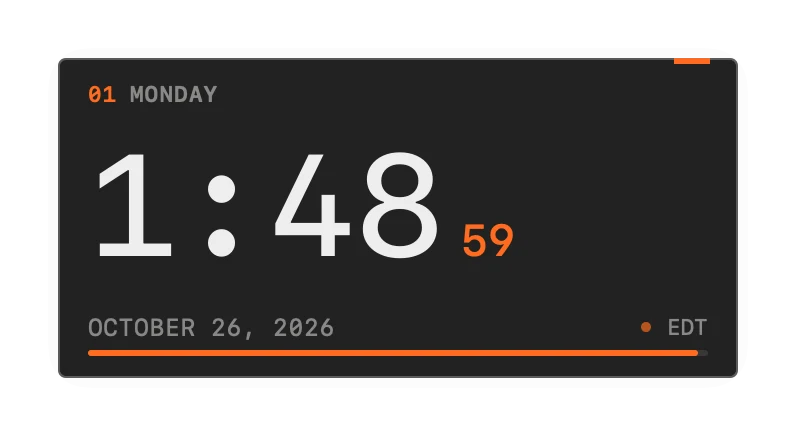 The Clock widget in Field Dark