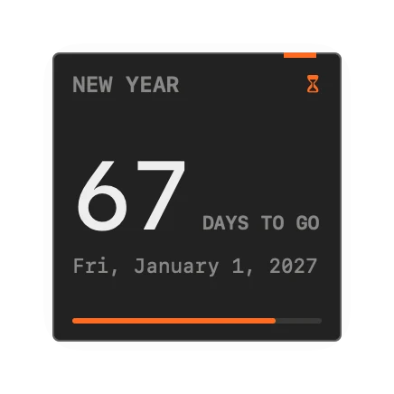 The Countdown widget in Field Dark
