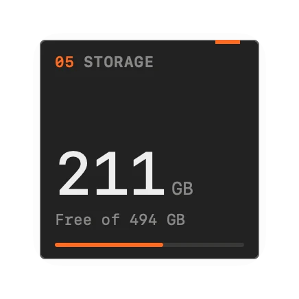 The Storage widget in Field Dark