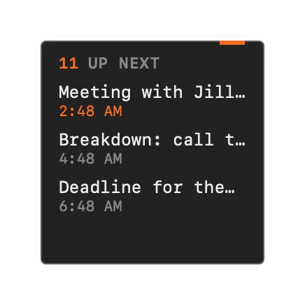 The Events widget in Field Dark