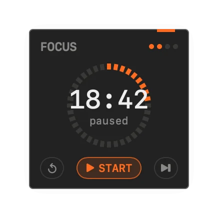 The Focus Timer widget in Field Dark
