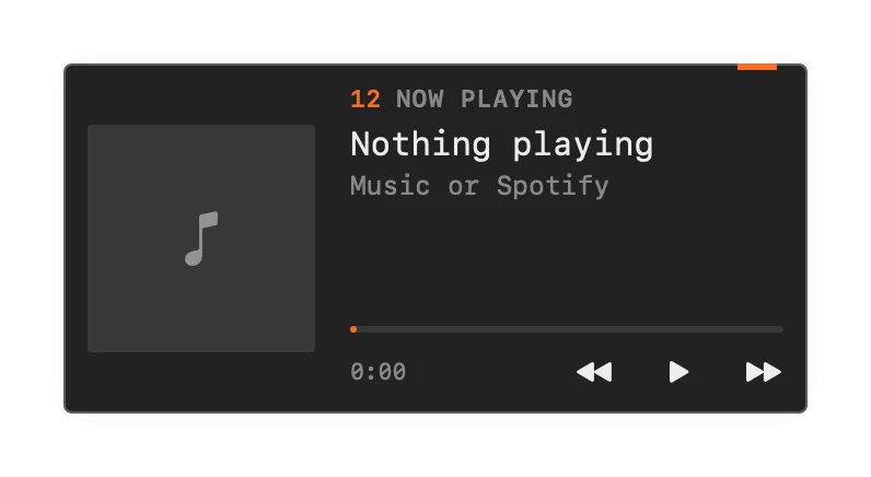 The Now Playing widget in Field Dark