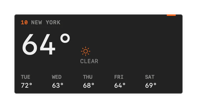 The Weather widget in Field Dark