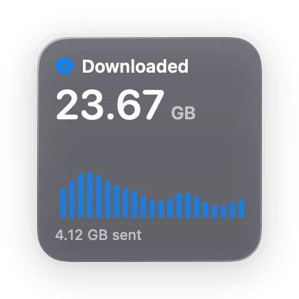 The Total Downloaded widget in Glass