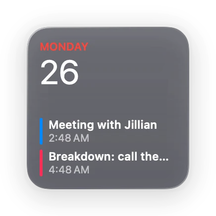 The Events widget in Glass
