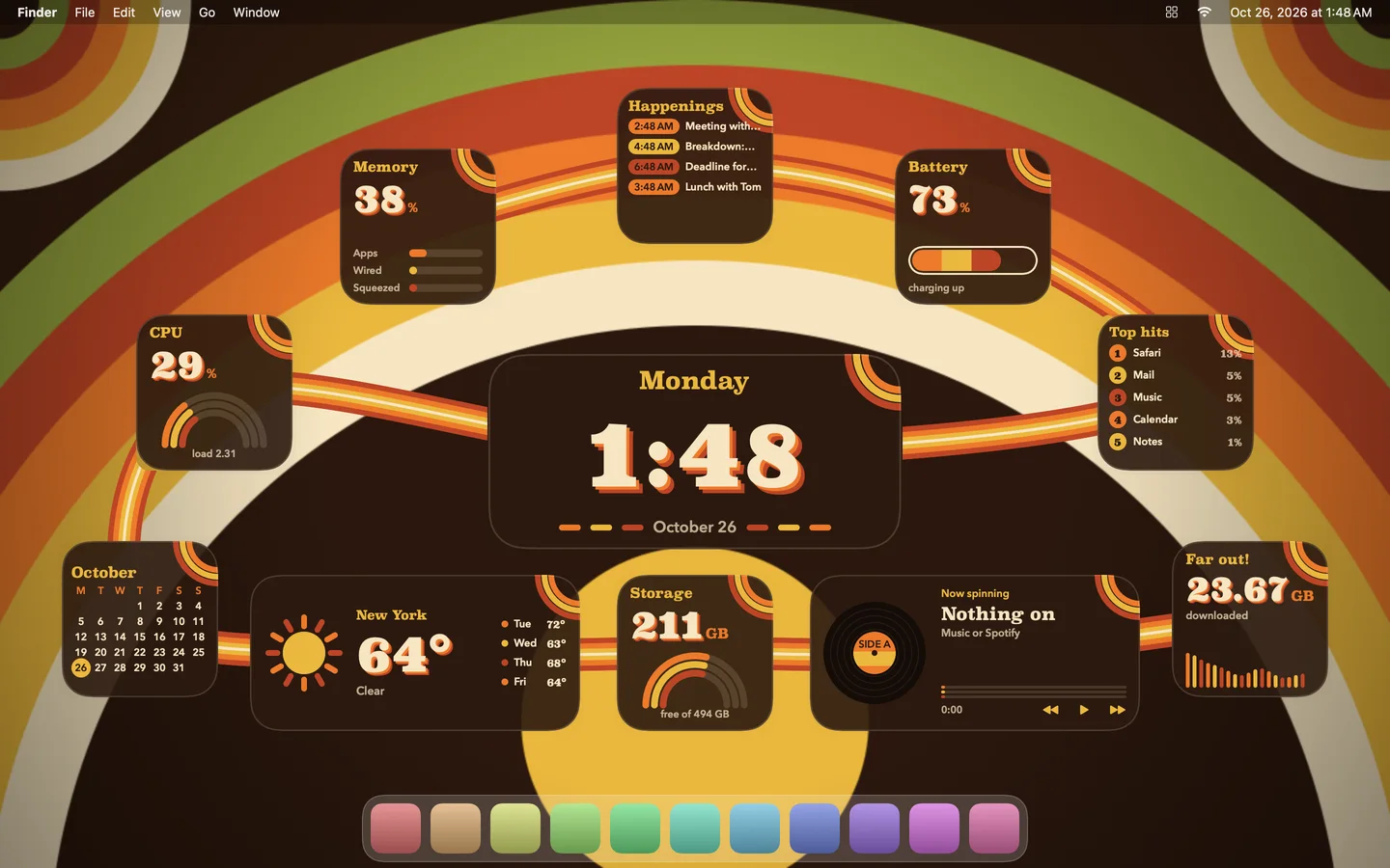 The Groove theme laid out on a Mac desktop