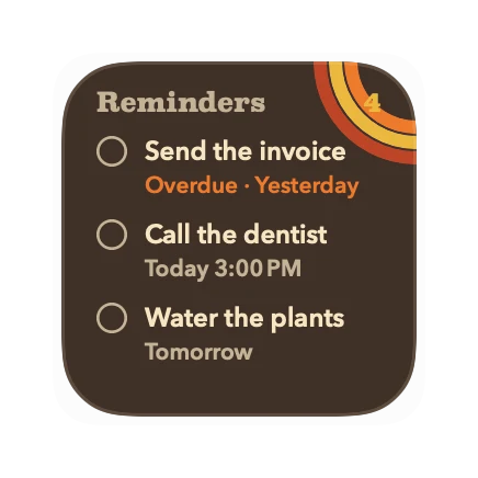 The Reminders widget in Groove