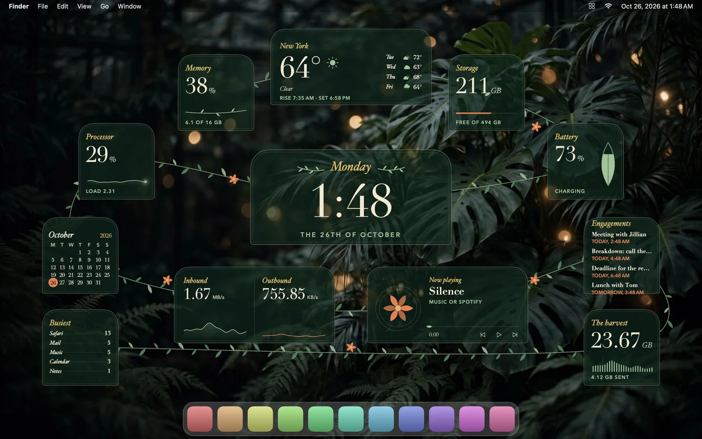 The Grove theme laid out on a Mac desktop