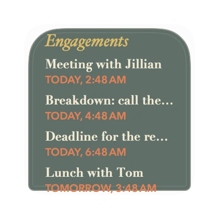 The Events widget in Grove