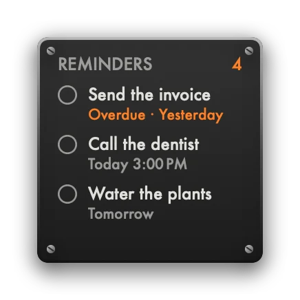 The Reminders widget in Hi-Fi