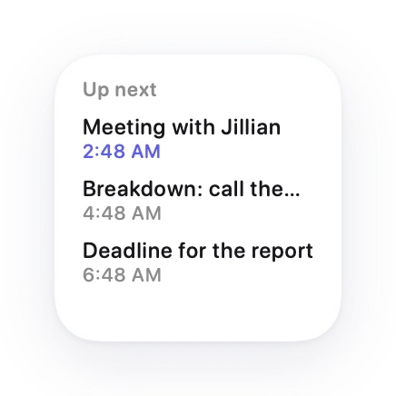 The Events widget in Lumen