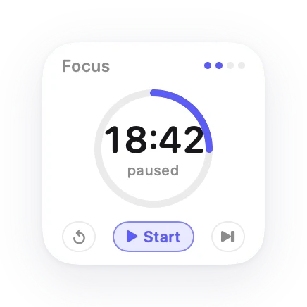 The Focus Timer widget in Lumen