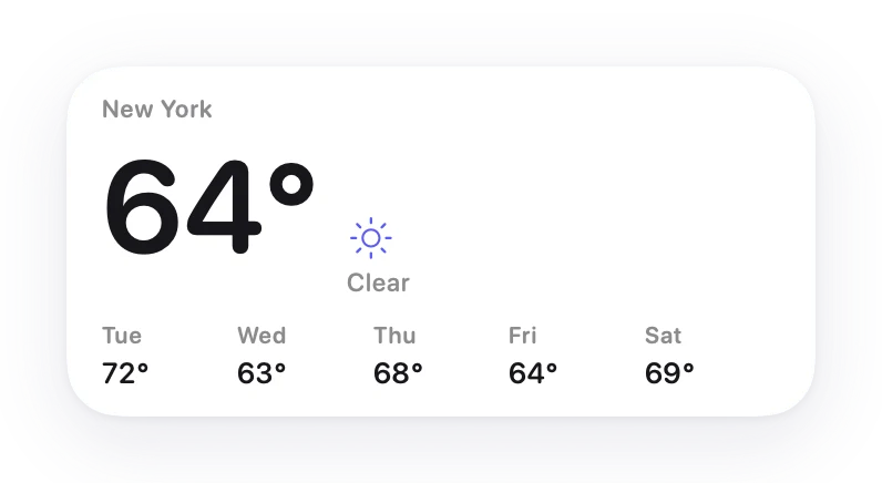 The Weather widget in Lumen