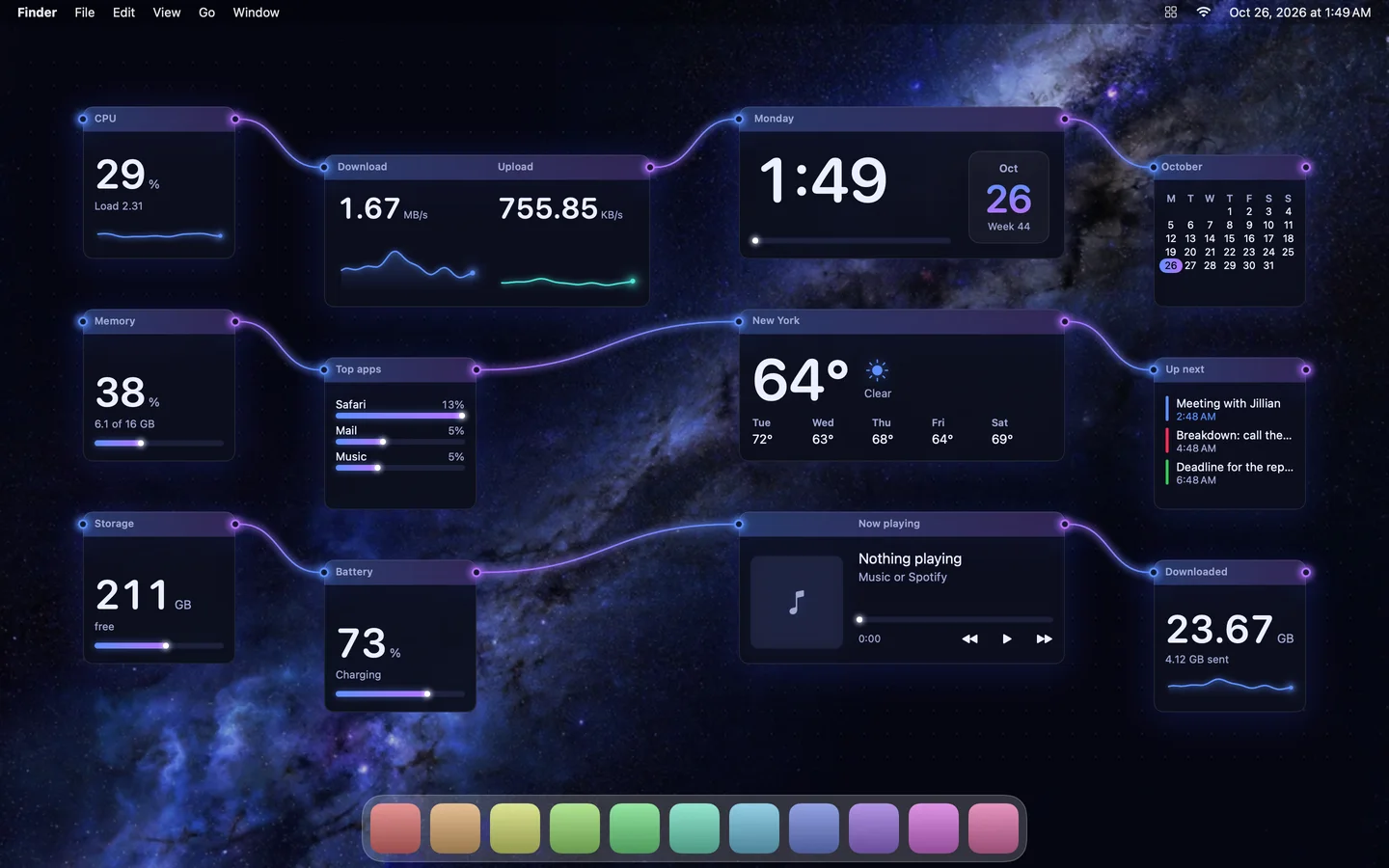 The Midnight theme laid out on a Mac desktop