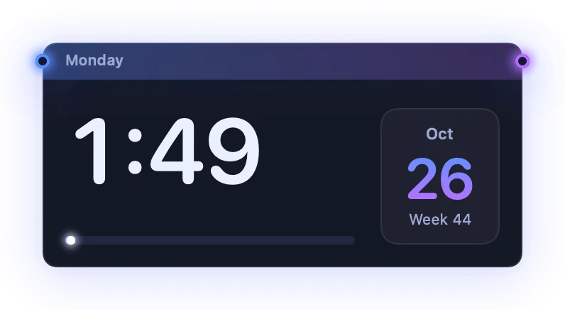 The Clock widget in Midnight