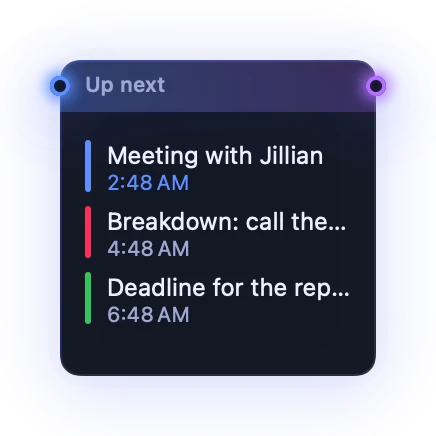 The Events widget in Midnight