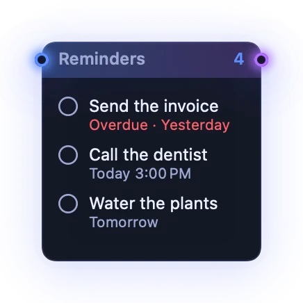 The Reminders widget in Midnight