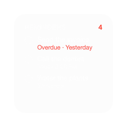 The Reminders widget in Mono