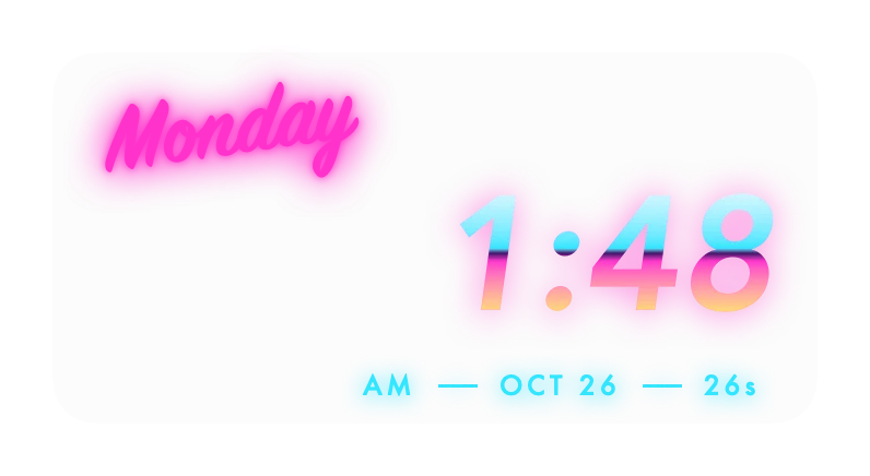 The Clock widget in Neon