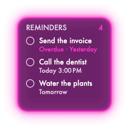 The Reminders widget in Neon
