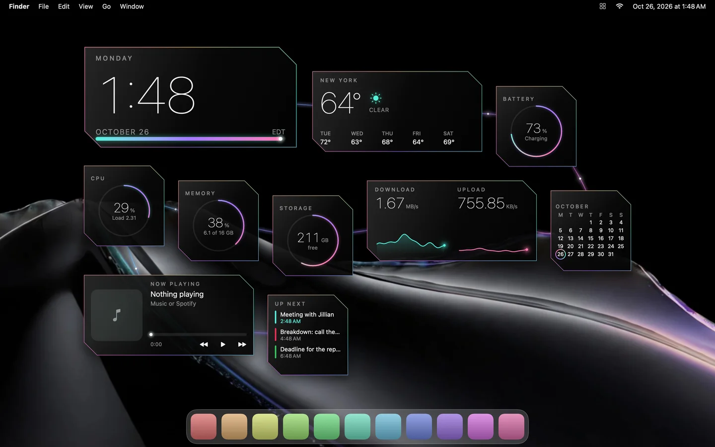The Obsidian theme laid out on a Mac desktop