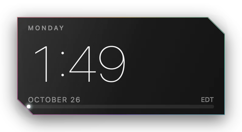 The Clock widget in Obsidian