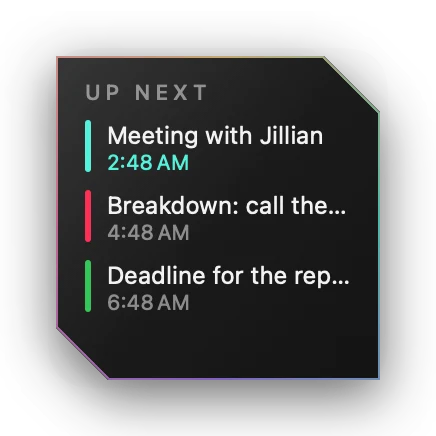 The Events widget in Obsidian