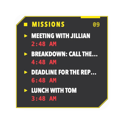 The Events widget in Overdrive