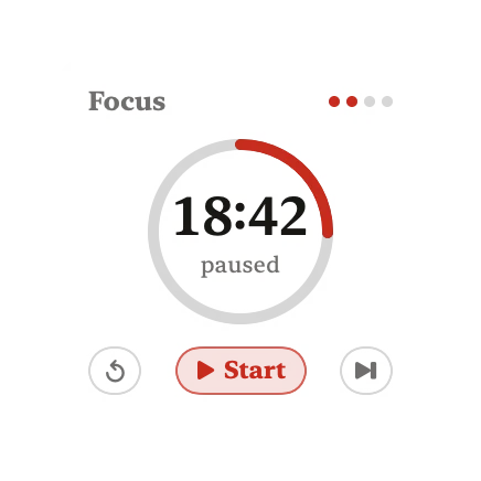 The Focus Timer widget in Paper