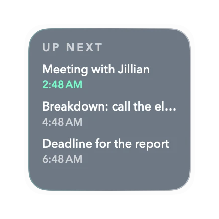 The Events widget in Polar