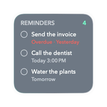 The Reminders widget in Polar