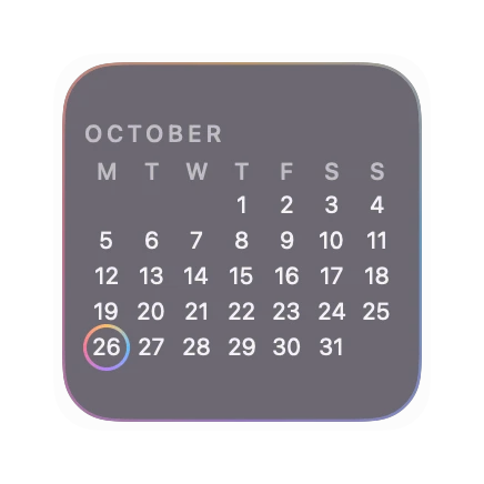 The Calendar widget in Prism