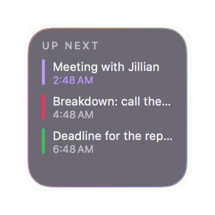 The Events widget in Prism
