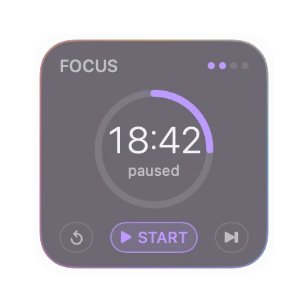The Focus Timer widget in Prism